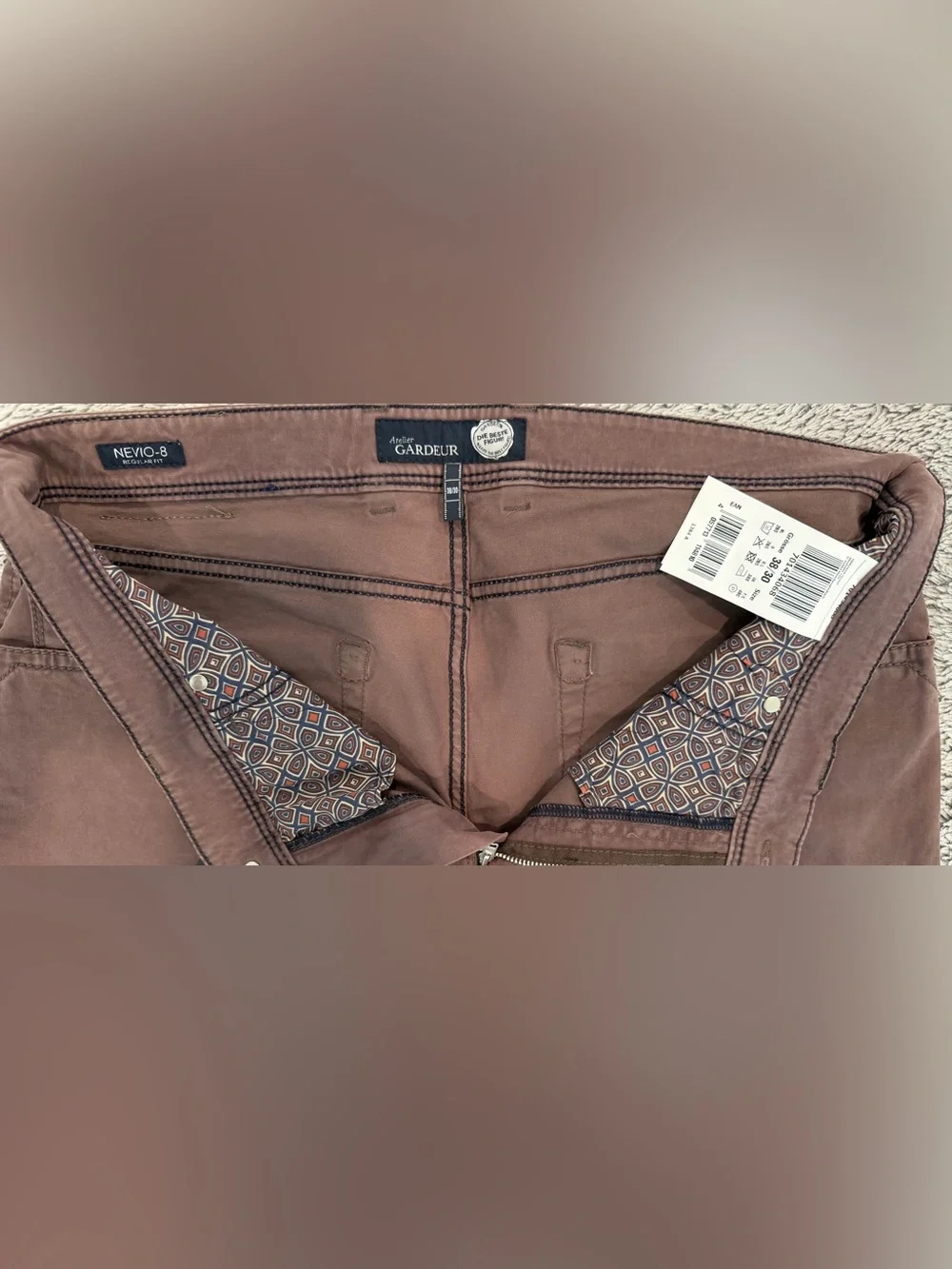 Authentic & Original Gardeur Nevio-8 Regular-Fit Cottonflex Pants Mid Brown